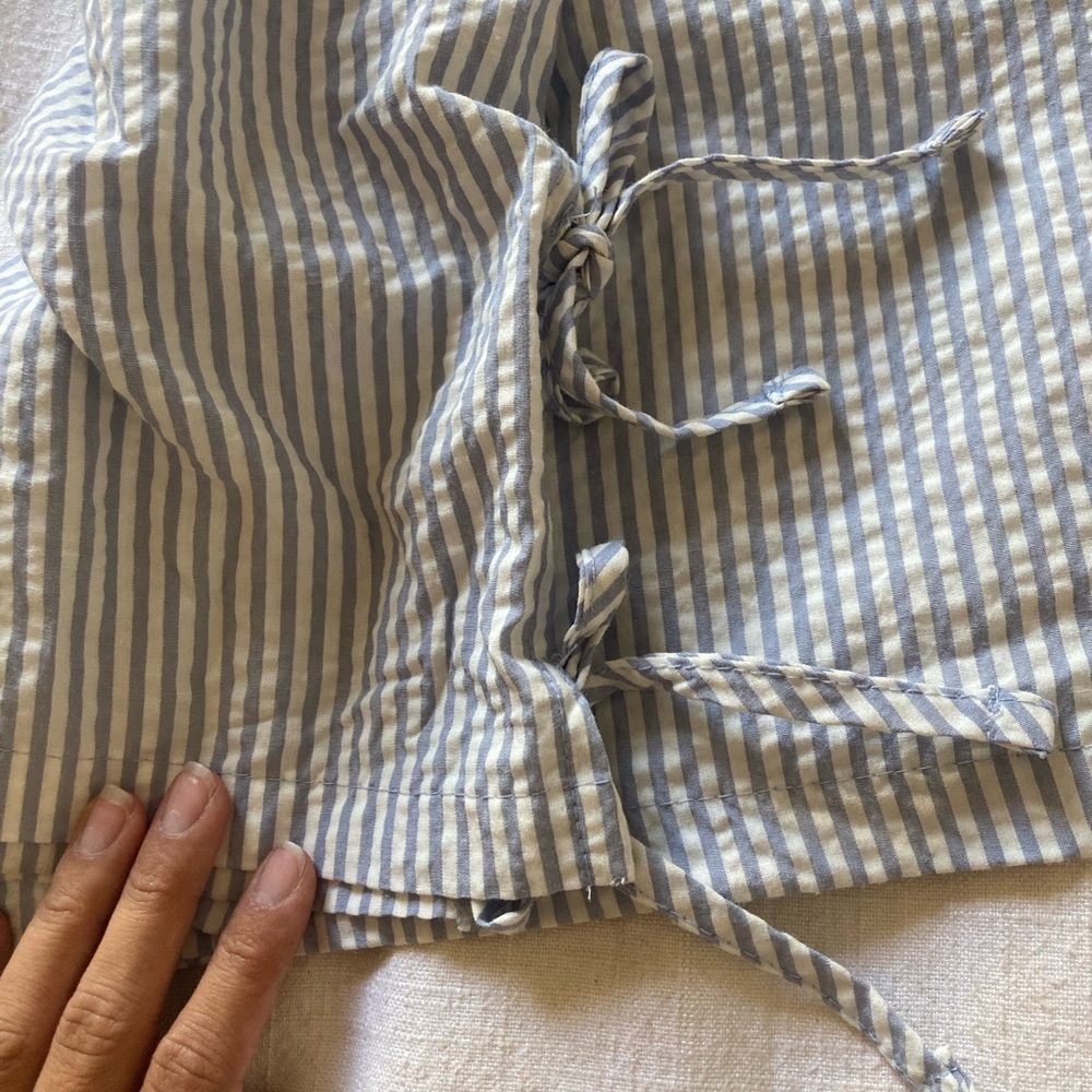 Light Blue and White Gingham / stripe Lounge Shorts Set - Picture 5 of 7